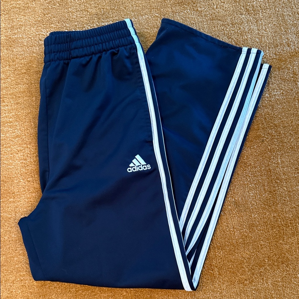 adidas Navy Joggers with White Three-Stripes